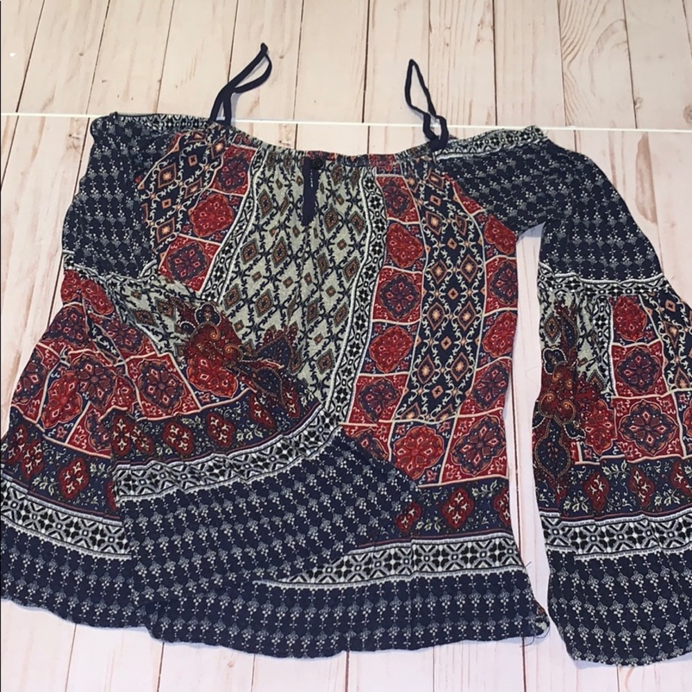 Patterned off the shoulder top